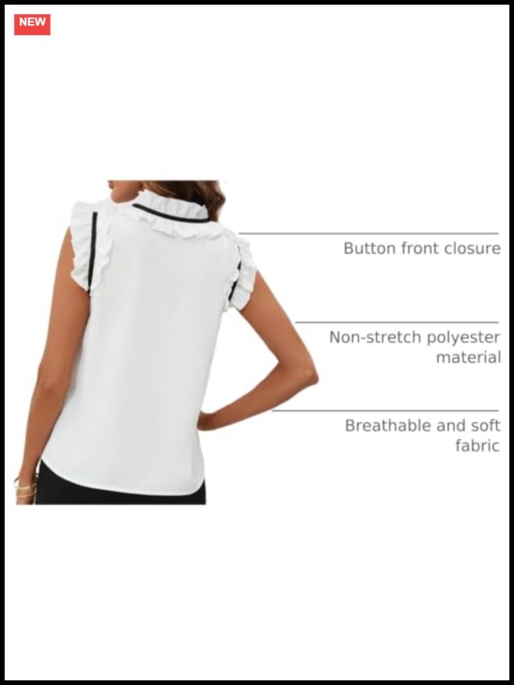 Women's Bow Tie Neck Ruffle Blouse Mock Neck Cap Sleeve Office Business Top - Picture 3 of 6